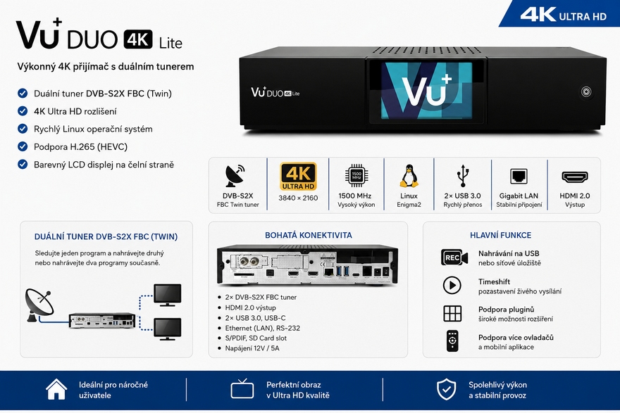 Vu+ DUO 4K Lite (1xDVB-S2X FBC Twin tuner)